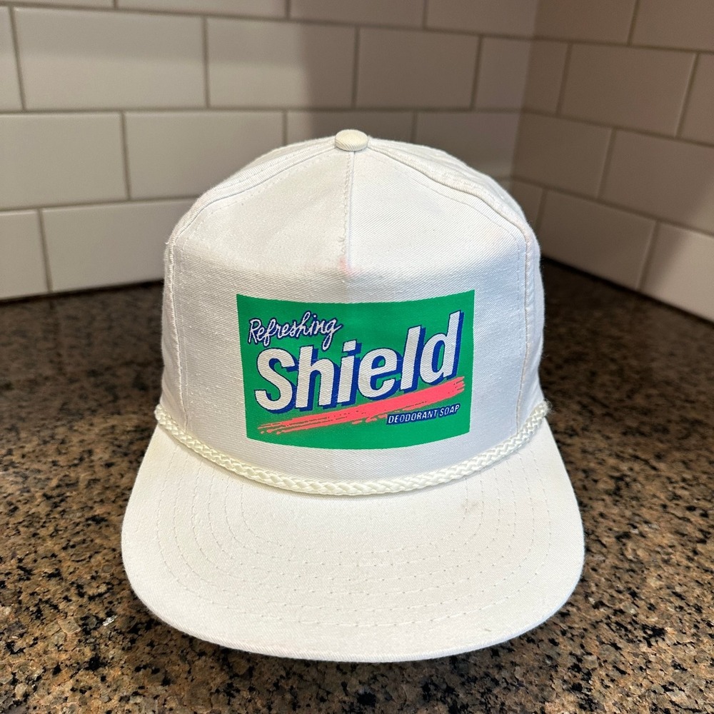 Shield Deodorant Soap Promotional Speedway Trucker Cap Hat White Snapback